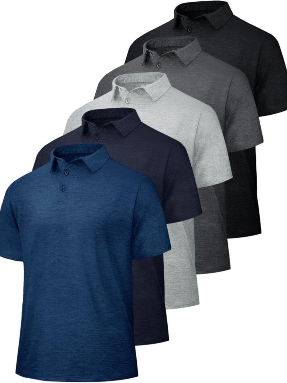 5 Pack Men's Polo Shirts - Quick Dry Moisture-Wicking Athletic Golf Tees